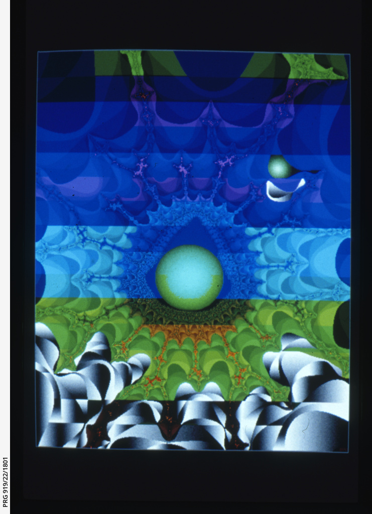 Sets of colour transparencies of computer graphics, arranged