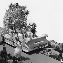 Christmas tree float in John Martin's Christmas pageant